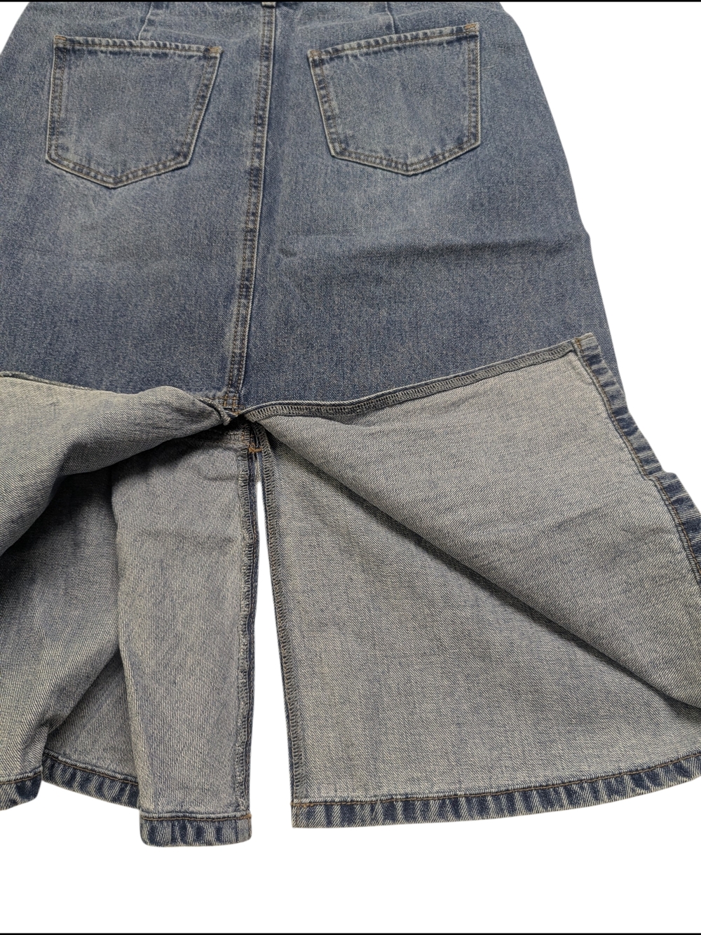 Vintage Teenie Weenie Denim Midi Skirt High Waist Blue - Picture 5 of 13